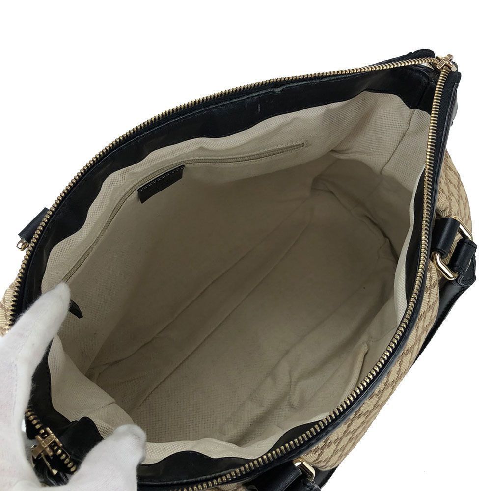 Gucci Diamante Leather Canvas Beige Brown Black Shoulder Strap 2way Handbag - Picture 8 of 9